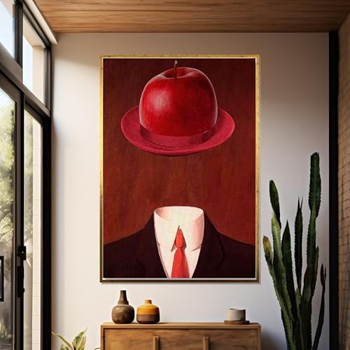 Affiche murale philosophique Magritte tableau surréaliste toile joueur de boules de pommes