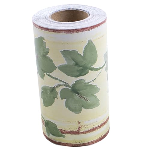 Odoukey Border de papel tapiz de hoja verde, papel tapiz impermeable de PVC de 32.8 pies para la sala de estar para la sala de estar, el dormitorio, el baño y la cocina
