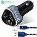 42W USB Car Charger 3 Port,Dikesitu 3Port USB Car Chargers Adapter 18W Quick Charger3.0 and 2port 12W/2.4A Universal Car Charger for Apple & Android Devices With Cable for Iphone X 8 7 6 6s 5 5s IPad