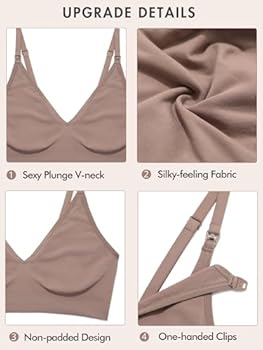 MOMANDA Naadloze beugelloze zwangerschapsbeha met V-hals en comfortabele bralette Beige L MOMANDA Naadloze beugelloze zwangerschapsbeha met V-hals en comfortabele bralette Beige L