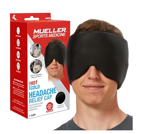 Mueller Sports Medicine Slim Migraine Cap, Ice Pack for Injuries and Pain Relief, Hot & Cold Therapy, Black