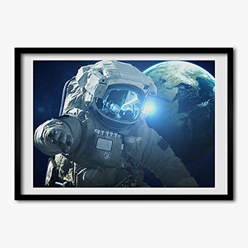 Affiche cosmonaute avec cadre MDF Tulup 70x50 cm peinture tableau moderne en bois