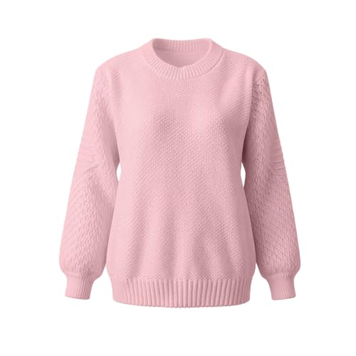 XINGJIAARTS Light Sweaters for Women Pullover Crew Neck Crochet Long Sleeve Knit Tops Oversized Casual Sweater Dressy Wear - image 3