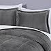 Chezmoi Collection 3-Piece Micromink Sherpa Reversible Down Alternative Comforter Set (King, Gray)