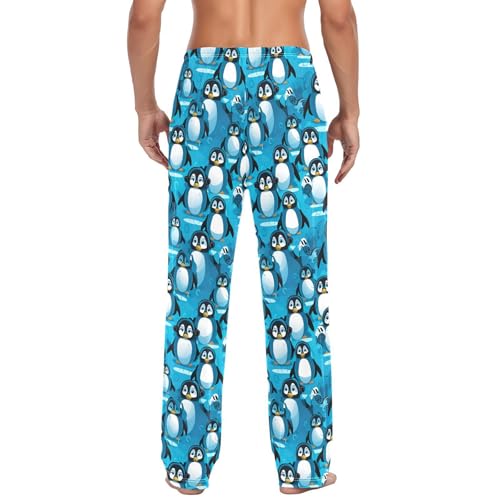 Cute Penguins Men's Pajamas Pants Cotton Sleep Bottoms Pants Lounge Sleepwear - S3