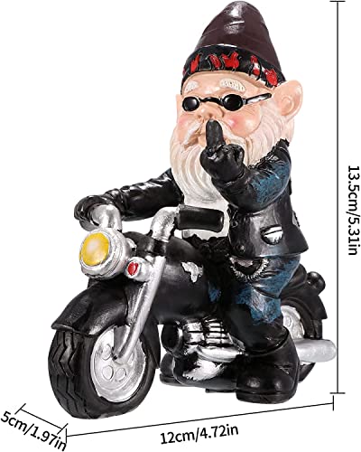 Gartenzwerg Motorrad Zwerge,13.3cmx13cm Statue Wasserdicht Sonnenschutz Gartendeko für den Garten,gartenzwerg lustig,Motorrad Geschenke für männer,Deko für den Balkon – Bild 4