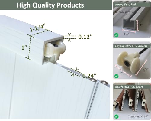 image for DIYHD 32X80in White PVC Accordion Door - Folding Closet Door with Moun