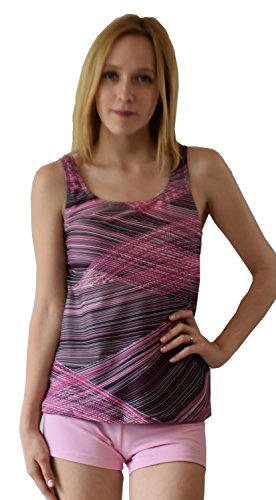 Private Island Women UPF50+ Tankini Bathing Swimsuits Sleeveless Tank Bra Top Swim Rash Guard (XXL, ML)