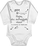 Shirtracer Statement Sprüche Baby - Papa du schaffst das Fußball - schwarz - 3/6 Monate - Weiß - Body Papa fußball - BZ30 - Baby Body Langarm