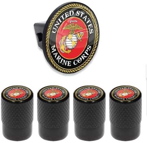 Tow Hitch Cover Insert Plug for Truck & SUV + Valve CAPS for RED Gold Model-PYT-8888-4626