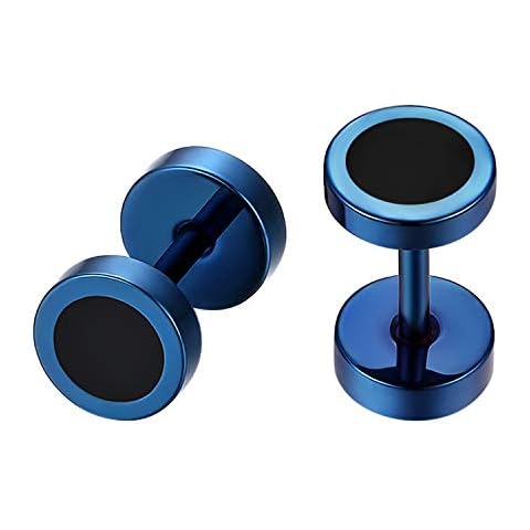 Flongo Pendientes de Acero Inoxidable Azul Negros Cover