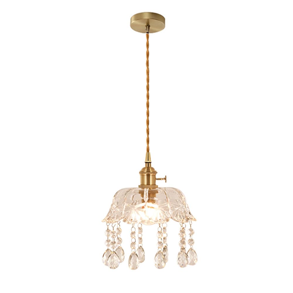 Lampe à suspension en verre style vintage français et laiton nostalgique