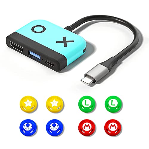 Switch Dock for Nintendo Switch, Portable Switch Dock Station with HDMI USB3.0 Type C Charging Port for Nitendo Switch MacBook Pro Air Tablet Samsung(Blue)