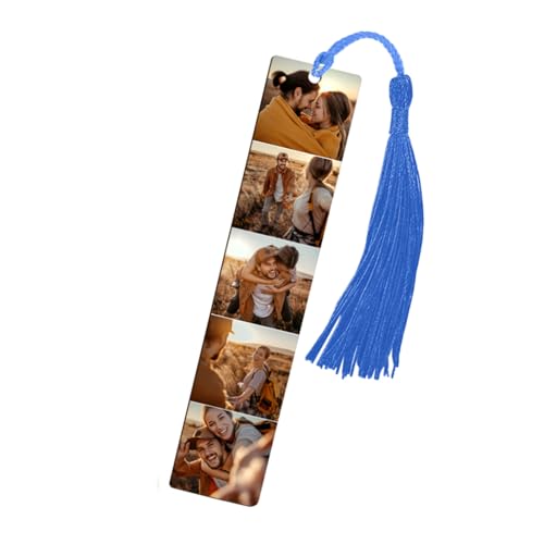 Marcapáginas – Marcapáginas personalizado con nombre y foto – para adultos y niños – Letrero de libro de tablero de fibra de densidad media con borla