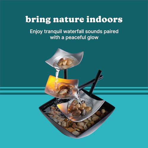 Homedics Tabletop Water Fountain, Home Décor Soothing Sound Machine - Automatic Pump, Deep Basin & Natural River Rocks. Indoor Zen Relaxation for Office, Living Room, or Bedroom, 8.25” Tall by Homedics - Image 5