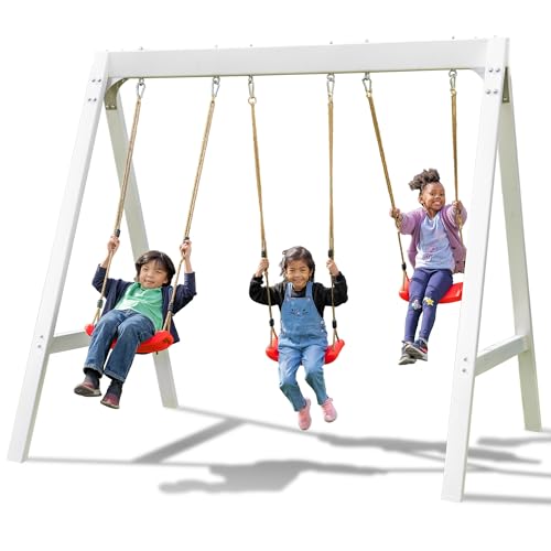 Sportspower VWS-001 Aspen Vinyl Wood Swing Set: 3...