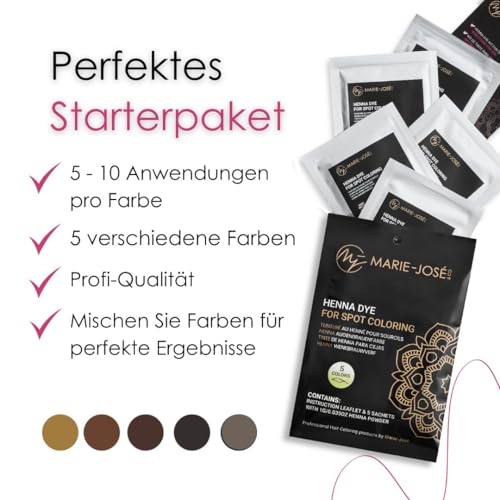 Marie-José All-in-One Henna Brows Kit für Profis. Ausreichend für 25 Behandlungen - Natürlich & vegan Augenbrauen färben!