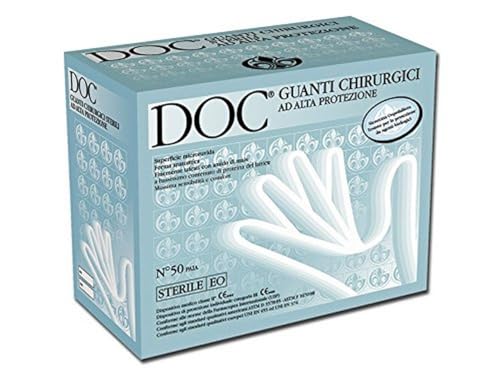 DOC Guanti Chirurgici Sterili in Lattice, 7.5, Confezione 50 Coppie, incolore
