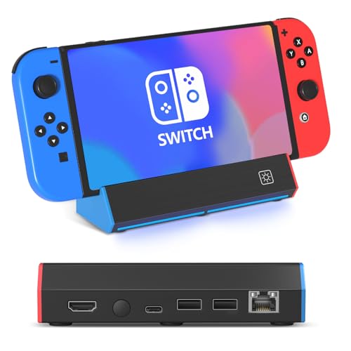 𝑹𝒂𝒑𝒆𝒍𝒍 TV Dock Station for Nintendo Switch with ethernet, with HDMI Output/USB 3.0 Port for Nintendo Switch Dock （Not Include HDMI Cable and AC Adapter）