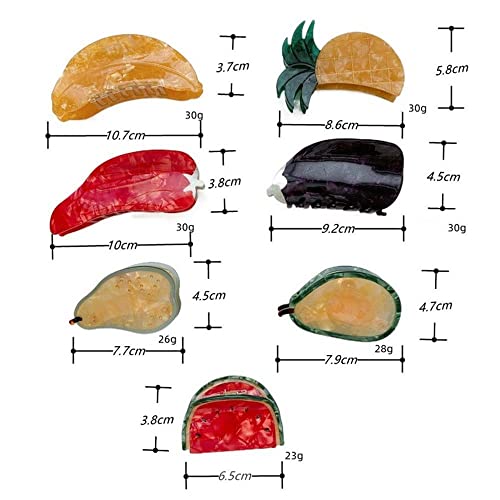 Hair Claw, Vegetable Fruit Hair Claw, Korean Style Hair Clip, Acetic Acid Hair Accessories, Banana Pineapple Watermelon Grape Barrettes(Cherry) #TOP2