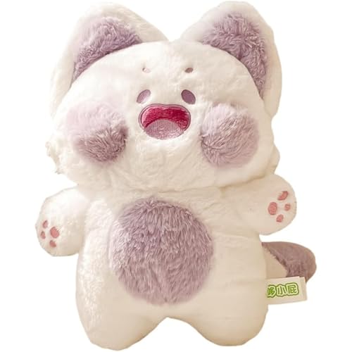 Lekolock ネコのぬいぐるみ ファッション クリエイティブ 可愛いおもちゃ 柔らかくて快適 寝るときの抱き枕 リビングルームや寝室の室内装飾 (60cm,むらさきいろとしろいろ)