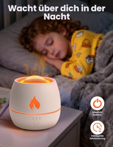 Flamme Aroma Luftbefeuchter Diffuser: 3D Flammeneffekt, 7 Farben Flammendiffuser, 220ml ätherisches Öl Diffuser mit wasserlosem Auto-Off für Zuhause, Büro – Bild 5