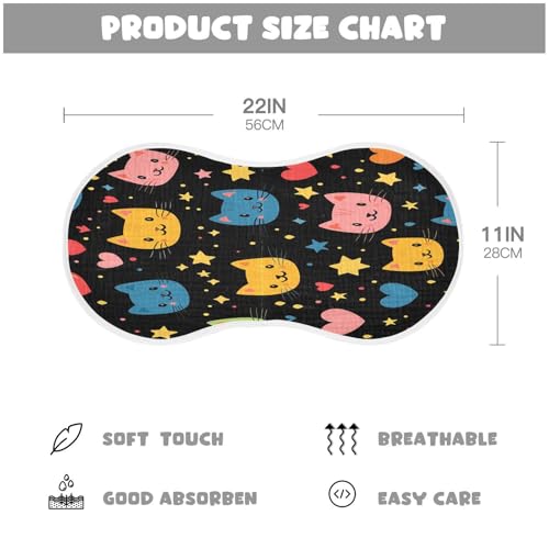 Cartoon Cats Plant Burp Cloths Cotton Baby Washcloths,Large 22x11in Burping Cloth Absorbent and Soft for Newborn Baby Boys and Girls,4 Pack4