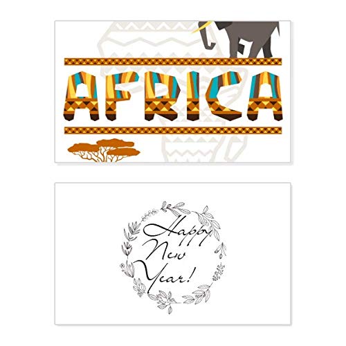 Tarjeta de Año Nuevo de elefante africano para escribir tus mejores deseos en familia