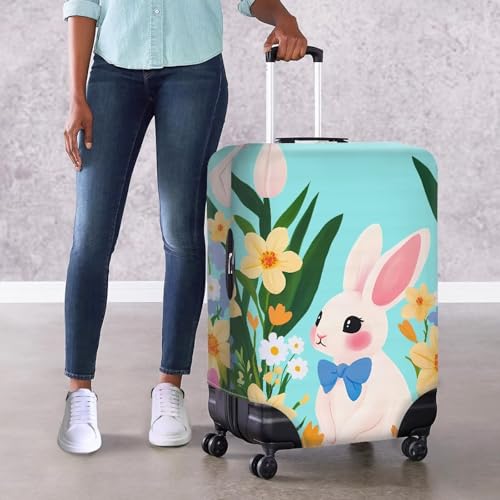 Travel Luggage Cover, Cute Rabbit Print Washable Elasticity Baggage Covers Suitcase Cover Protector for Luggage 22-24 Inch (M)4