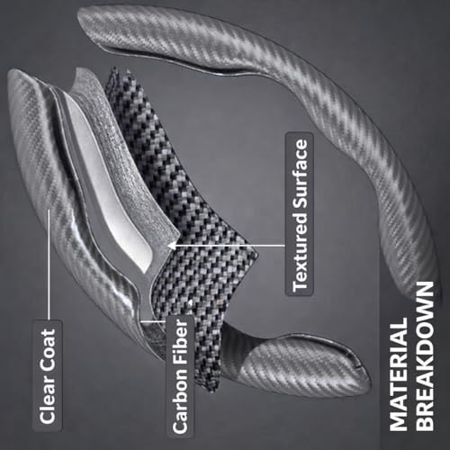 Image of High Life Carbon Fiber Steering Wheel Grip Pads - Grey Color | Anti-Slip Textured Steering Wheel Cover Grip | Universal Fit for Cars | Premium Comfort & Control