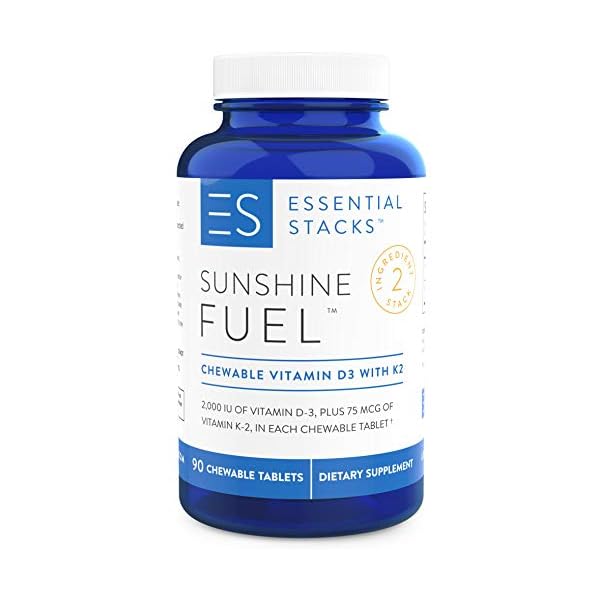 Essential Stacks Sunshine Fuel Chewable Vitamin D with K2 (90 Tablets