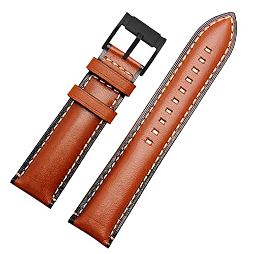 Sangle Fossil compatible 20mm en cuir marron clair et noir pour montres FS5380 ME3099
