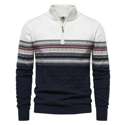 Pull en tricot polyvalent homme avec demi-fermeture éclair col ajustable