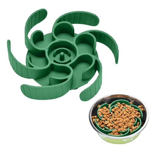 Slow Feeder Dog Bowls Insert Third Generation upgradedSuper Firm Eating BowlCuttable for Large Breed and Medium Small Size Compatible with Regular Elevated Metal Glass Dog Bowl (Green)