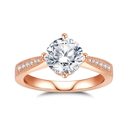 Moissanite Engagement Rings for Women D Color VVS1 Clarity Brilliant Round Cut S925 Sterling Silver Promise Rings for Her Women Gifts2