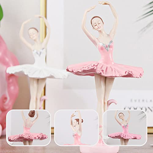 Vosarea Girl Figurines Ballet Dancer Statue Resin Girl Art Sculpture Figure Desk Ornament For Home Office Decoration Pink #TOP5