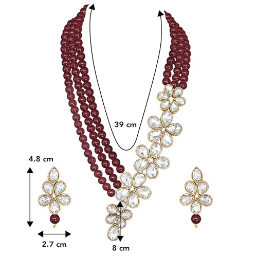 Image of Peora Crystal Faux Pearl Necklace & Jewellery Set Gift for Women