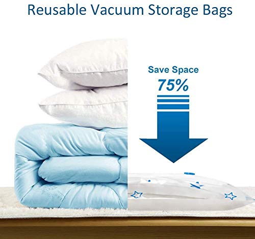 UOUNE Vacuum Storage Bags, 6-Pack Jumbo (100 x 80cm) Reusable Space Saver Bags Vacuum Compression Zipper Storage Bags with Airtight Valve and Hand Pump,Work with Vacuum Cleaner - Image 5