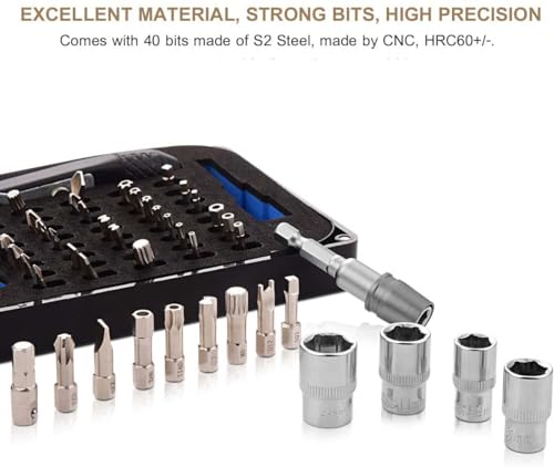 Image of GreaTalent S2 Steel Screwdriver Bit Set with 1 /4 inch Hex Shank Bits (54) | S2 Steel 1 /4 inch Hex Shank Magnetic Bit Holder, 36-Tooth Gear Wrench Handle for Tight Spaces