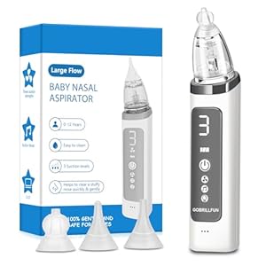 Nasal Aspirator, Baby Electric Rechargeable Nose Cleaner with Music and Lights for Toddlers, Anti-Backflow, Vacuum Cleaner for Newborns and Toddlers 0-12 Years Old, 3 Levels