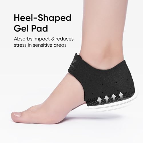 Image of Frido Orthotics Heel Protector for Heel Pain Relief | Gel Heel Pad with Velcro Strap | Anti-Slip Heel Cup Cushion for Men & Women | Plantar Fasciitis, Heel Spurs, Shoe Bite Support | Black| Size - S