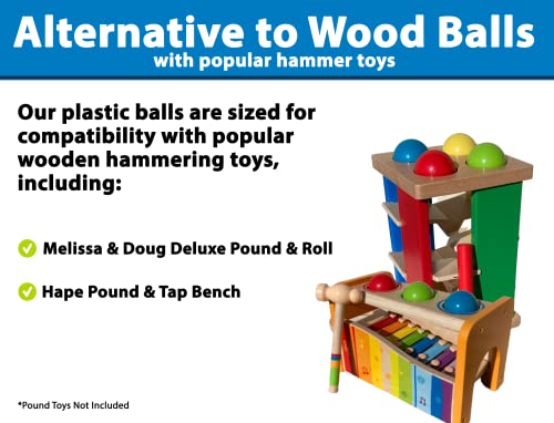 Multicolored Replacement Ball Set (1.75") For Pound A Ball Baby Hammering & Pounding Toys | Durable, Crush-Proof Plastic Balls Perfect For Toddler Pound A Ball Toy & Baby Ball Drop Toys | 6 Ball Set #TOP4