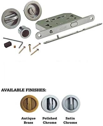 Eclisse OS/E Privacy Round Trim Pocket Door Lock with Thumbturn - Satin Chrome