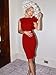VASAUGE Women's Elegant Formal Bodycon Ruffle Sleeveless Midi Cocktail Party Dress, Medium, Red