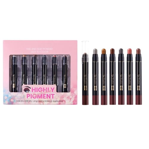 Image of Colouring Pencil Eyeshadow Pencils - 6-Piece Eyeshadow Pencil Set | Waterproof, Long-Lasting Cream Highlighter and Eyeshadow, Pencil Cosmetics for Women, Beauty Routine, Date and Party (1.2 G X