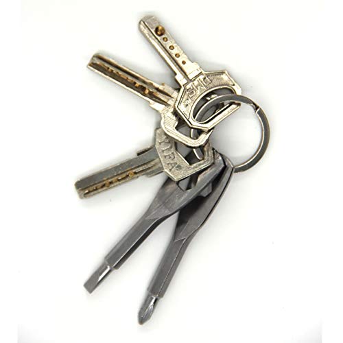 Portable Screwdriver Keychain 4-in-1 Multifunction Set, Flathead and Phillips Key Screwdriver Tool Set, Nut Driver Hex Wrench Repair Hand Tool Pocket Screwdrivers, Gift for Man, Father, Husband