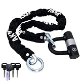AKM バイクロック【高い耐切断性】極太チェーンロック φ(直径)10mm×1200mm U字ロック付き 自転車原付オートバイク