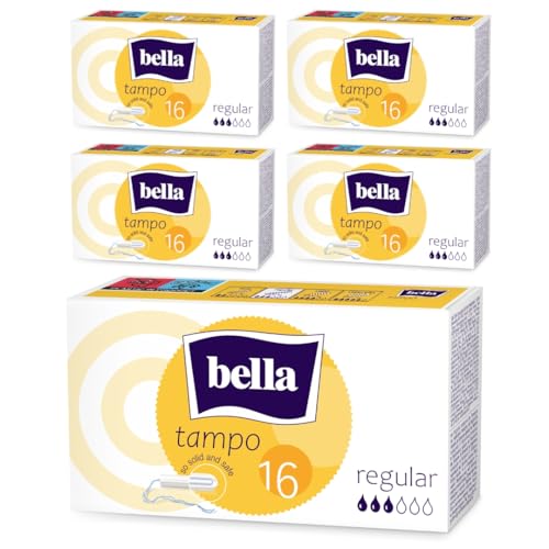 bella Tampo Tampons Regular: Regular-Tampons mit Easy-Twist-System, 5er Pack (5 x 16 Stück), perfekt für Anfängerinnen