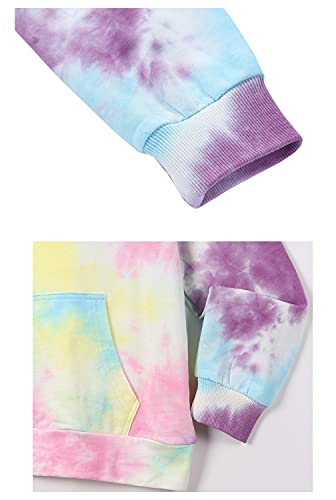 Image of Deeorla Little Boys Girls Cotton Tie Dye Hoodies Long Sleeve Pullover Sweatshirts for Big Kids 5-15Years