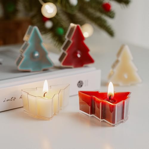 Teelichter Weihnachten, 24 Stück Kerzen in Weihnachtsbaumform,...